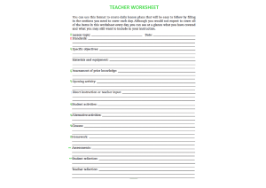 Examples of Teacher s Worksheets