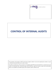 Control of Internal Audits