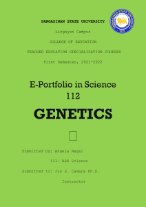 Genetics E- Portfolio