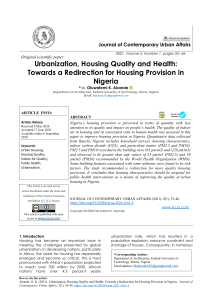 Urbanization, Housing Quality and Health:  Towards a Redirection for Housing Provision in  Nigeria
