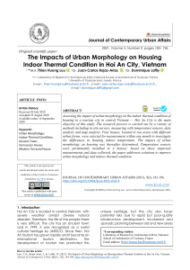 The Impacts of Urban Morphology on Housing  Indoor Thermal Condition in Hoi An City, Vietnam