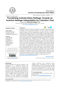 Proclaiming Colonial Urban Heritage: Towards an  Inclusive Heritage-interpretation for Colombo’s Past