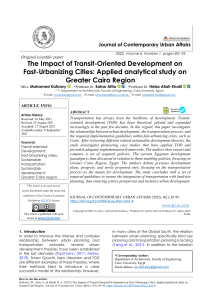 The Impact of Transit-Oriented Development on  Fast-Urbanizing Cities: Applied analytical study on  Greater Cairo Region
