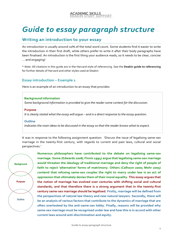 essay structure deakin