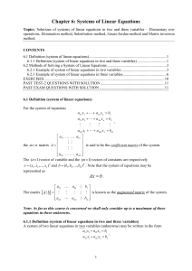 Systems of Linear Equations