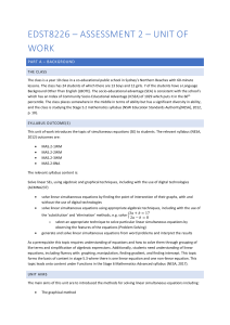 Simultaneous Equations Unit of Work