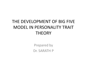 the development of BIG 5 personality traits