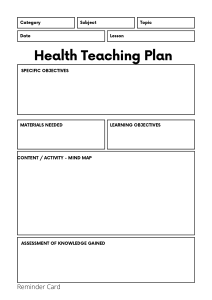 Health teaching Lesson Plan