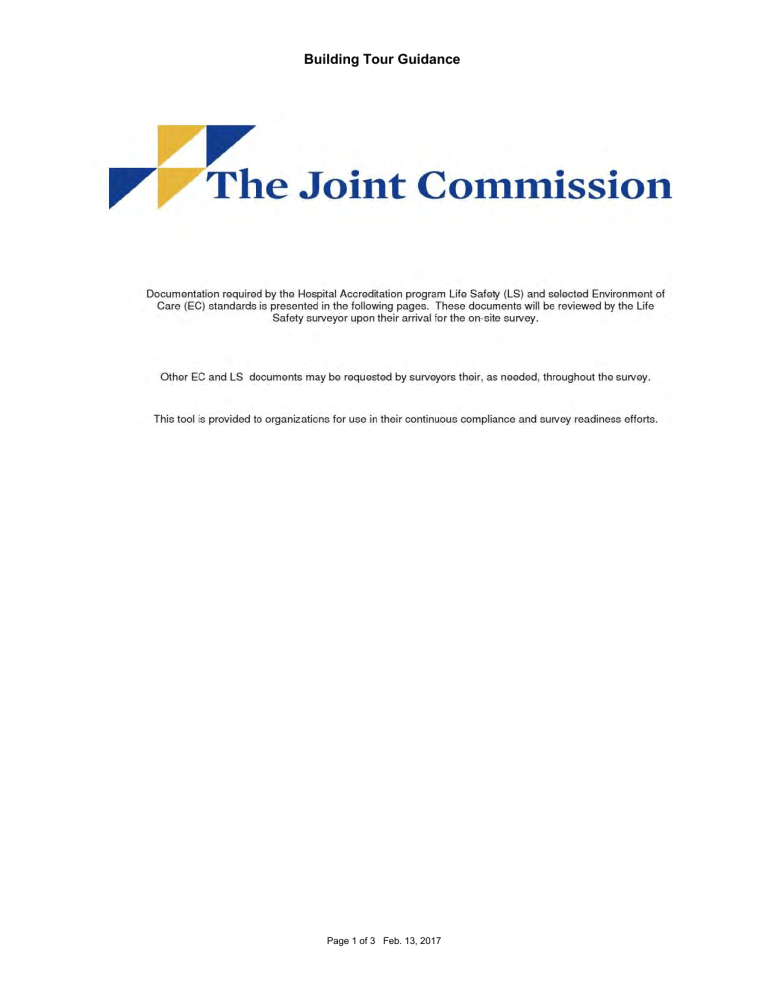 joint commission building tour guidance