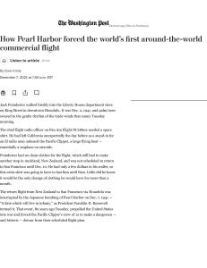 Pearl Harbor attack forced Pan Am crew to fly around the world - The Washington Post
