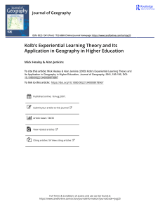 Kolb s Experiential Learning Theory and Its Application in Geography in Higher Education