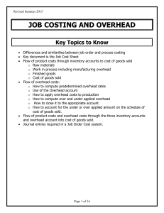 Job Costing and Overhead ER  - Cost