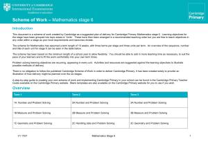 Mathematics Stage 6 Scheme of Work - Cambridge Primary