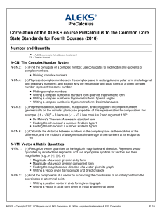 ALEKS Common Core PreCalc Standards (ALABAMA)
