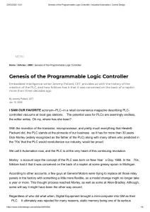 Genesis of the Programmable Logic Controller   Industrial Automation   Control Design