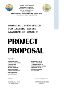 Grade 9 project proposal remedial