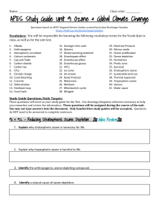 (21-22) Unit 9 Study Guide Global Change