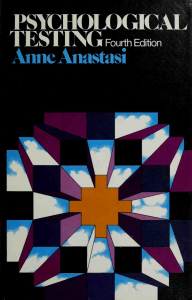 Anastasi, Anne Psychological testing 4th Edition 1976