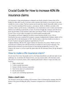 Crucial Guide for How to increase 40% life insurance claims