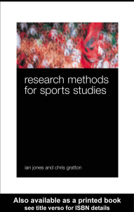 SPORTChris Gratton Ian Jones Research Methods for SportStudies