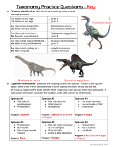 Key - Taxonomy Practice Questions