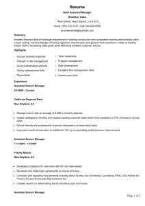 bank assistant manager resume