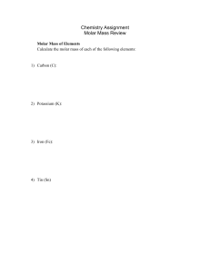 Chemistry Assignment Molar Mass Review