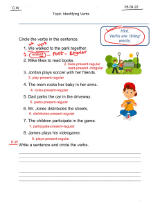  Identifying verbs worksheets
