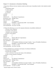 Simulation Modeling Exam Questions - Chapter 10