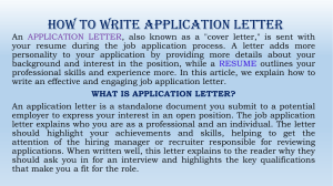 HOW TO WRITE APPLICATION LETTER