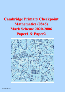 Cambridge Primary Checkpoint Maths MS 2020 - 2006