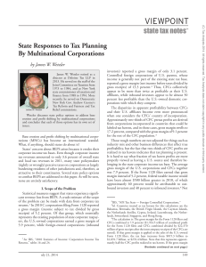 State Responses to Tax Planning by Multinational Corporations Wetzler TaxAnalysts 73ST0149