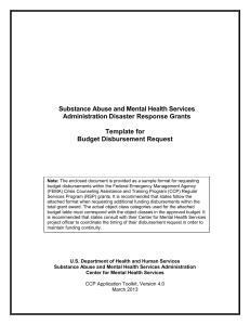 FEMA Disaster Response Grant Budget Disbursement Template