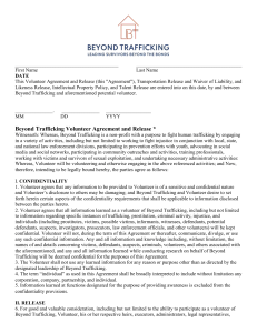 Beyond Trafficking Volunteer Agreement and Release