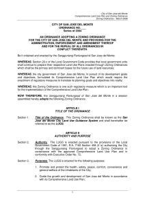 ZONING ORDINANCE FOR THE CITY OF SAN JOS