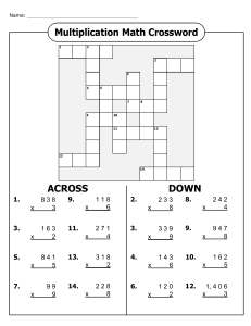 multiplication crossword  studet copy