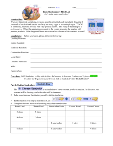 Basic Stoichiometry PhET Lab Worksheet