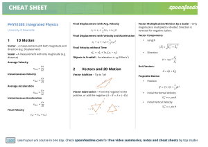 PHYS1205 Integrated Physics Cheatsheet