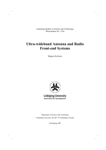 UWB Antenna and Radio Front-end Systems (Thesis Karlsson)