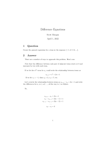 Difference Equations Analysis Applied to Number Sequence