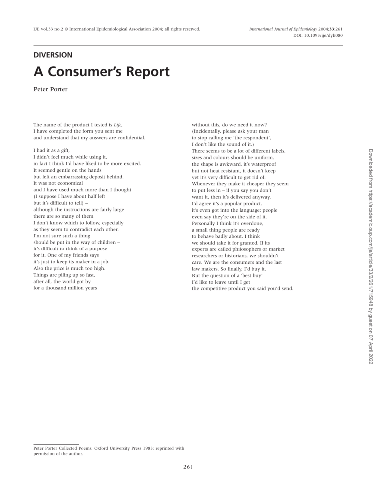 a consumer's report essay