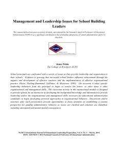 Management and Leadership Issues for School Building