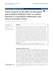 Action research on the effect of descriptive and evaluative feedback order on student learning in a specialized mathematics and science secondary school