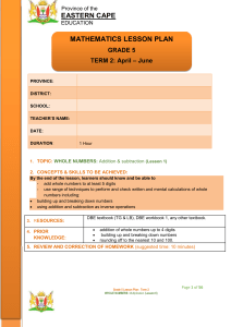 Maths Grade 5 Lesson plans Term 2