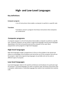 Computer Science - Revision guide - Chapter-7 - High and Low Level Languages