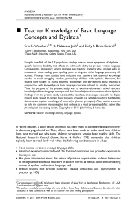 Dyslexia - 2011 - Washburn - Teacher knowledge of basic language concepts and dyslexia