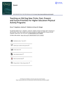 Teaching an Old Dog New Tricks Past Present and Future Priorities For Higher Education Physical Activity Programs