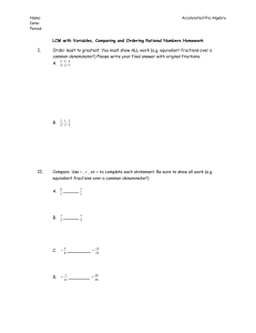 LCM with Variables, Comparing and Ordering Rational Numbers Homework Worksheet