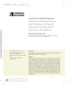 2019 Prevention of Opioid Abuse and Treatment of Opioid Addiction Current Status and Future Possibilities