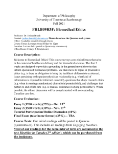 PHL B09 (Biomedical Ethics) Syllabus 2021 F-Term